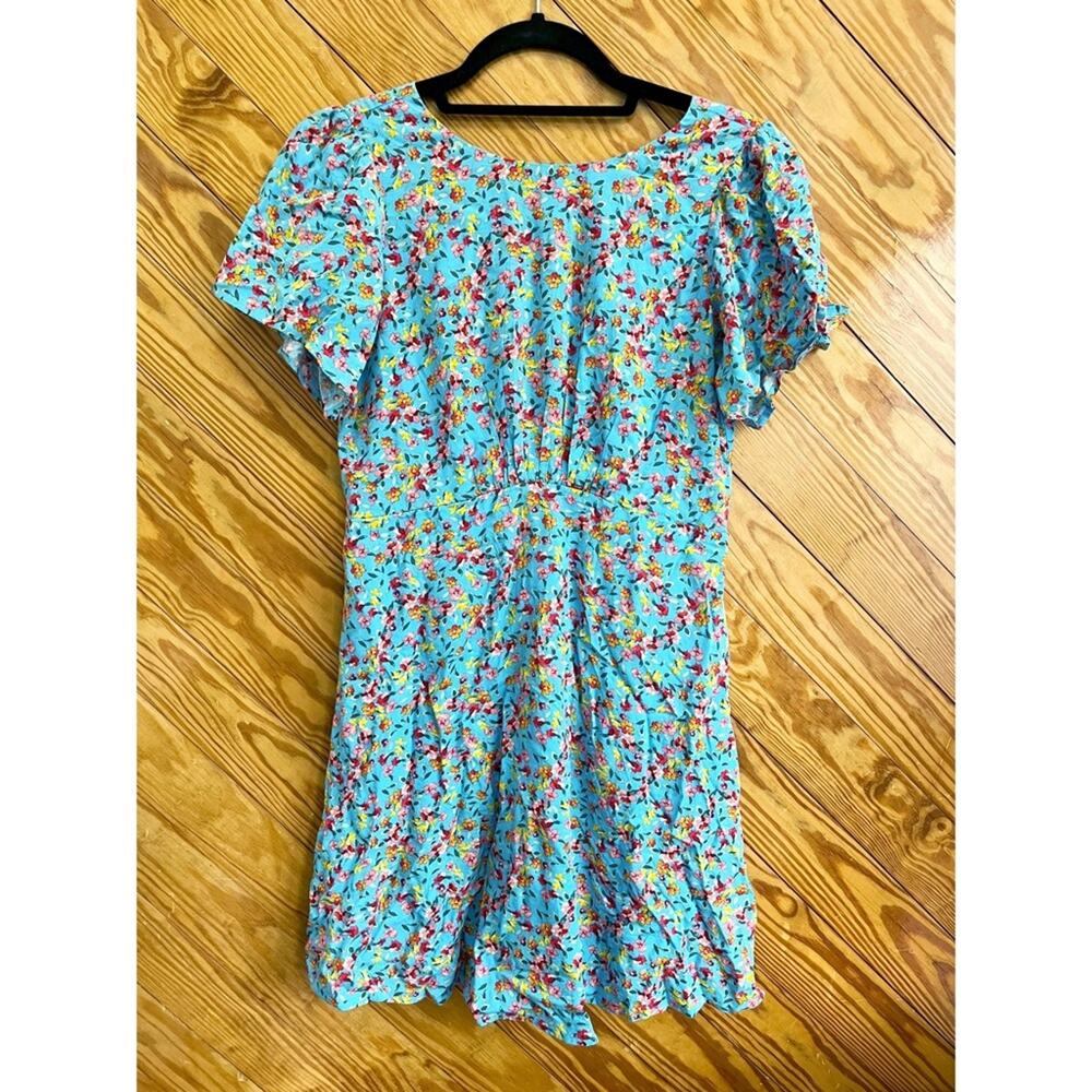 LOFT Ann Taylor Blue Floral Ruffle Dress - Picture 4 of 8